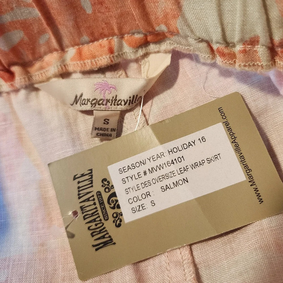 NWT Size Small Margaritaville 100% Linen Skirt Monstera Print Tropical Vacation - Picture 4 of 5